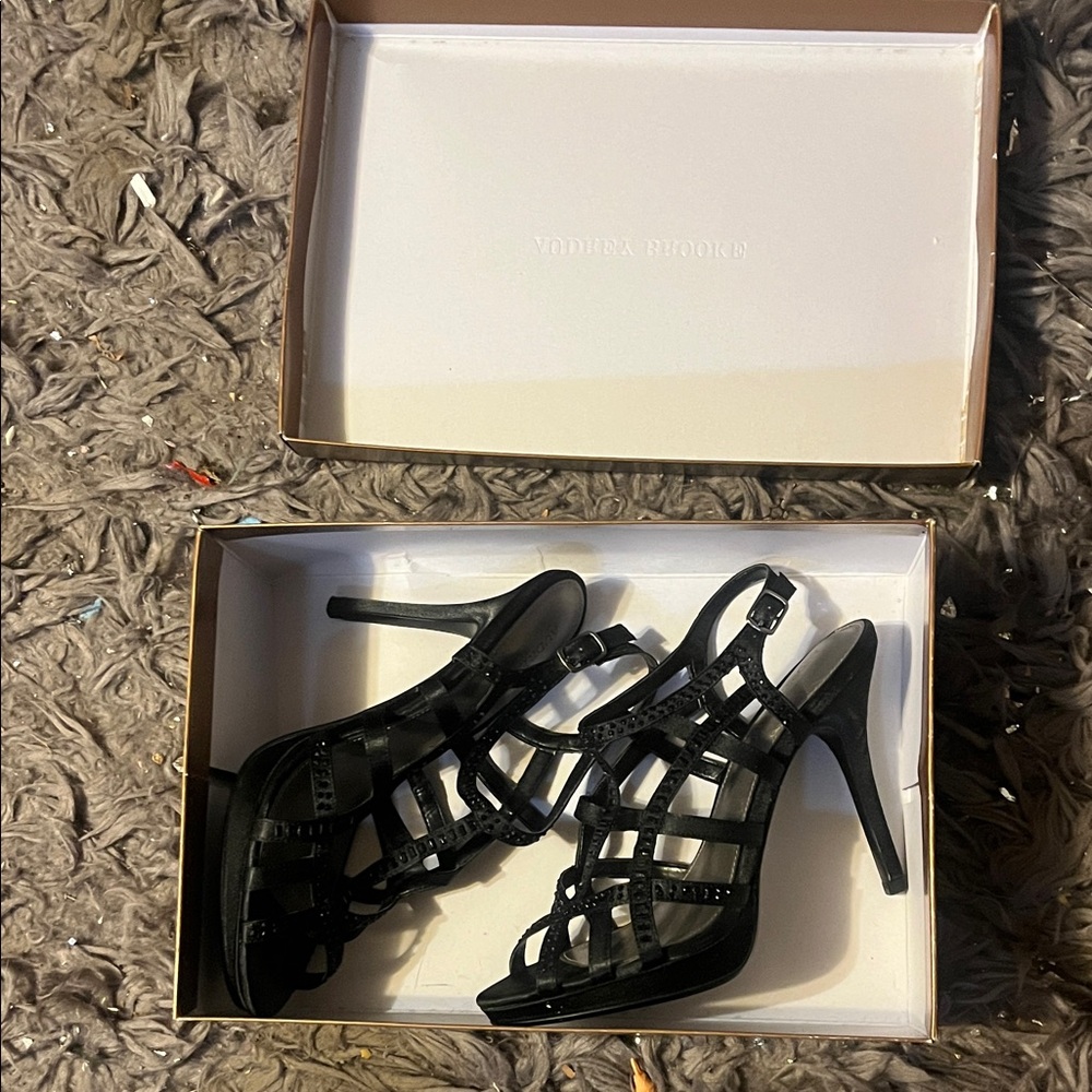 Audrey Brooke Black Strappy Heels